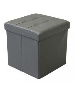 Cosma Pouf Contenitore Quadrato Ecopelle Grigio 38x38x38 cm