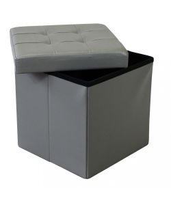 Cosma Pouf Contenitore Quadrato Ecopelle Grigio 38x38x38 cm