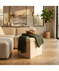 Cosma Pouf Contenitore Quadrato Velluto Beige 38x38x38 cm