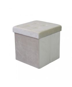Cosma Pouf Contenitore Quadrato Velluto Beige 38x38x38 cm