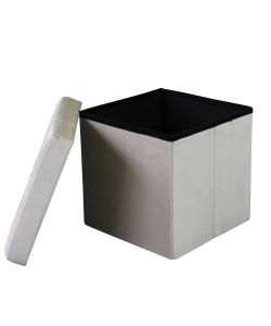 Cosma Pouf Contenitore Quadrato Velluto Beige 38x38x38 cm