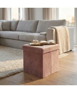 Cosma Pouf Contenitore Quadrato Velluto Rosa 38x38x38 cm
