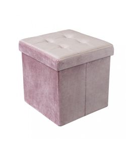 Cosma Pouf Contenitore Quadrato Velluto Rosa 38x38x38 cm