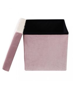 Cosma Pouf Contenitore Quadrato Velluto Rosa 38x38x38 cm