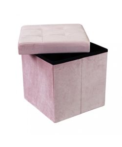 Cosma Pouf Contenitore Quadrato Velluto Rosa 38x38x38 cm