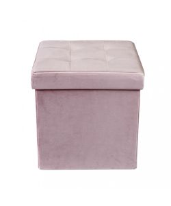 Cosma Pouf Contenitore Quadrato Velluto Rosa 38x38x38 cm