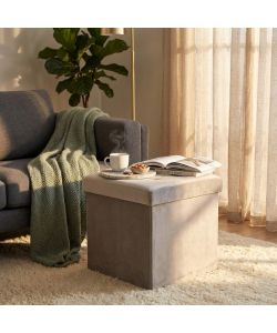Cosma Pouf Contenitore Quadrato Velluto Tortora 38x38x38 cm