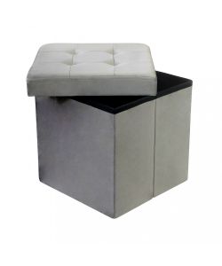 Cosma Pouf Contenitore Quadrato Velluto Tortora 38x38x38 cm