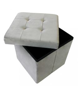 Cosma Pouf Contenitore Quadrato Velluto Tortora 38x38x38 cm