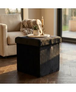 Cosma Pouf Contenitore Quadrato Velluto Nero 38x38x38 cm