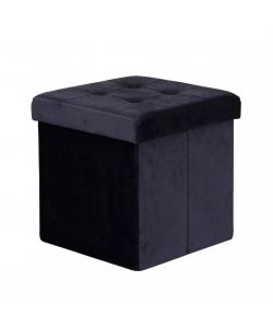 Cosma Pouf Contenitore Quadrato Velluto Nero 38x38x38 cm