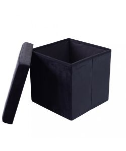 Cosma Pouf Contenitore Quadrato Velluto Nero 38x38x38 cm