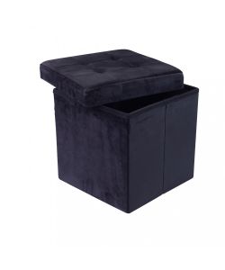 Cosma Pouf Contenitore Quadrato Velluto Nero 38x38x38 cm