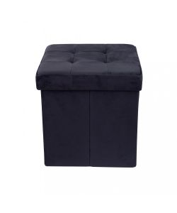 Cosma Pouf Contenitore Quadrato Velluto Nero 38x38x38 cm