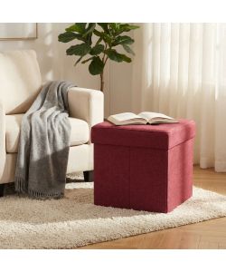 Cosma Pouf Contenitore Quadrato in Stoffa Bordeaux 38x38x40 cm