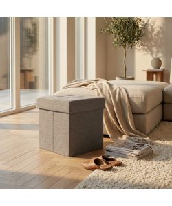 Cosma Pouf Contenitore Quadrato Grigio 38x38x40 cm in Stoffa
