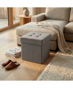 Cosma Pouf Contenitore Quadrato Grigio 38x38x40 cm in Stoffa