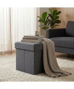 Cosma Pouf Contenitore Quadrato Grigio Scuro 38x38x40 cm Stoffa