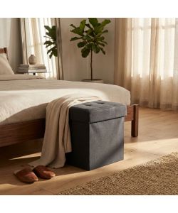 Cosma Pouf Contenitore Quadrato 38x38x40 cm Nero in Stoffa