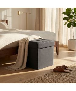 Cosma Pouf Contenitore Quadrato 38x38x40 cm Nero in Stoffa
