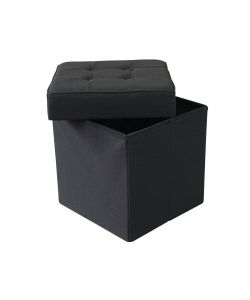 Cosma Pouf Contenitore Quadrato 38x38x40 cm Nero in Stoffa
