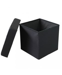 Cosma Pouf Contenitore Quadrato 38x38x40 cm Nero in Stoffa