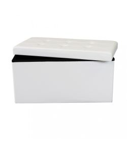 Cosma Pouf Contenitore Rettangolare Ecopelle Bianco 76x38x38 cm