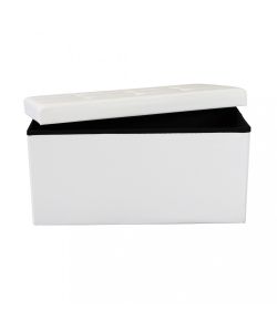 Cosma Pouf Contenitore Rettangolare Ecopelle Bianco 76x38x38 cm