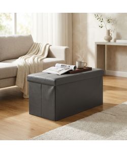 Cosma Pouf Contenitore Rettangolare Ecopelle Nero 76x38x38 cm