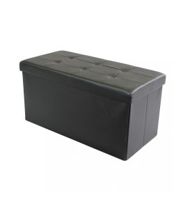 Cosma Pouf Contenitore Rettangolare Ecopelle Nero 76x38x38 cm