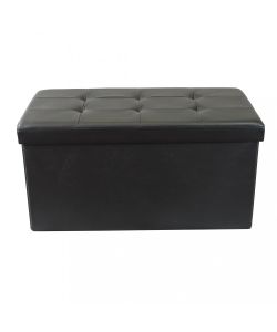 Cosma Pouf Contenitore Rettangolare Ecopelle Nero 76x38x38 cm