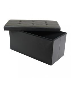 Cosma Pouf Contenitore Rettangolare Ecopelle Nero 76x38x38 cm