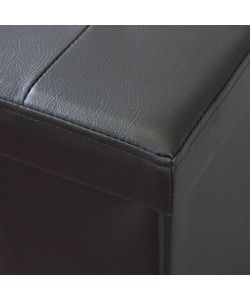 Cosma Pouf Contenitore Rettangolare Ecopelle Nero 76x38x38 cm