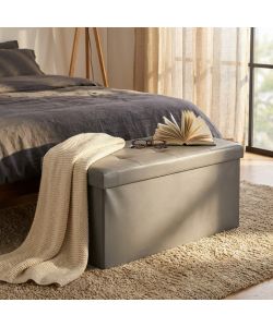 Cosma Pouf Contenitore Rettangolare Ecopelle Grigio 76x38x38 cm