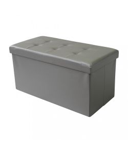 Cosma Pouf Contenitore Rettangolare Ecopelle Grigio 76x38x38 cm