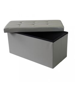 Cosma Pouf Contenitore Rettangolare Ecopelle Grigio 76x38x38 cm