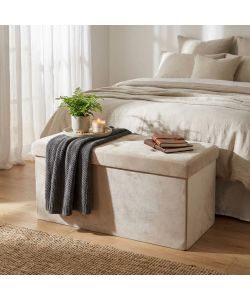 Cosma Pouf Contenitore Rettangolare Beige in Velluto 76x38x38 cm
