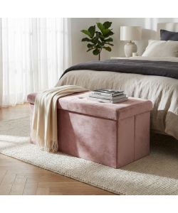 Cosma Pouf Contenitore Rettangolare Velluto Rosa 76x38x38 cm