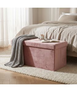 Cosma Pouf Contenitore Rettangolare Velluto Rosa 76x38x38 cm