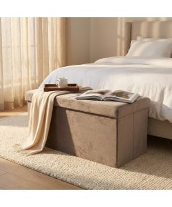 Cosma Pouf Contenitore Velluto Tortora Rettangolare 76x38x38 cm