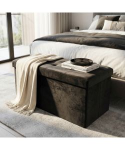 Cosma Pouf Contenitore Rettangolare Velluto Nero 76x38x38 cm