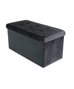 Cosma Pouf Contenitore Rettangolare Velluto Nero 76x38x38 cm
