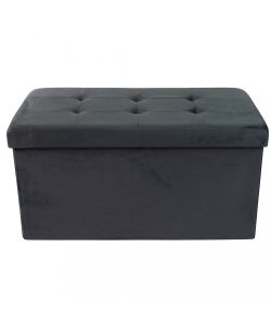 Cosma Pouf Contenitore Rettangolare Velluto Nero 76x38x38 cm