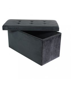 Cosma Pouf Contenitore Rettangolare Velluto Nero 76x38x38 cm