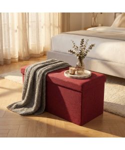 Cosma Pouf Contenitore Rettangolare in Tessuto Bordeaux 76x38x38 cm
