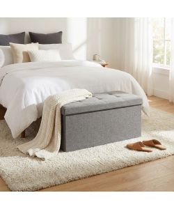Cosma Pouf Contenitore Rettangolare in Tessuto Grigio 76x38x38 cm