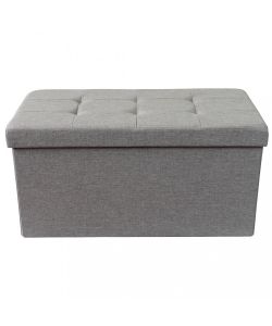 Cosma Pouf Contenitore Rettangolare in Tessuto Grigio 76x38x38 cm