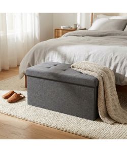 Cosma Pouf Contenitore Rettangolare Tessuto Grigio Scuro 76x38 cm