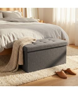 Cosma Pouf Contenitore Rettangolare Tessuto Grigio Scuro 76x38 cm