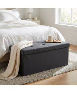 Cosma Pouf Contenitore Rettangolare in Tessuto Nero 76x38x38 cm